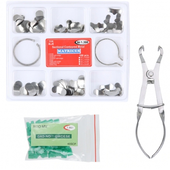 Full Kit Dental Matrix Sectional Contoured Matrices + 40 Pcs Silicone Add-On Wed...