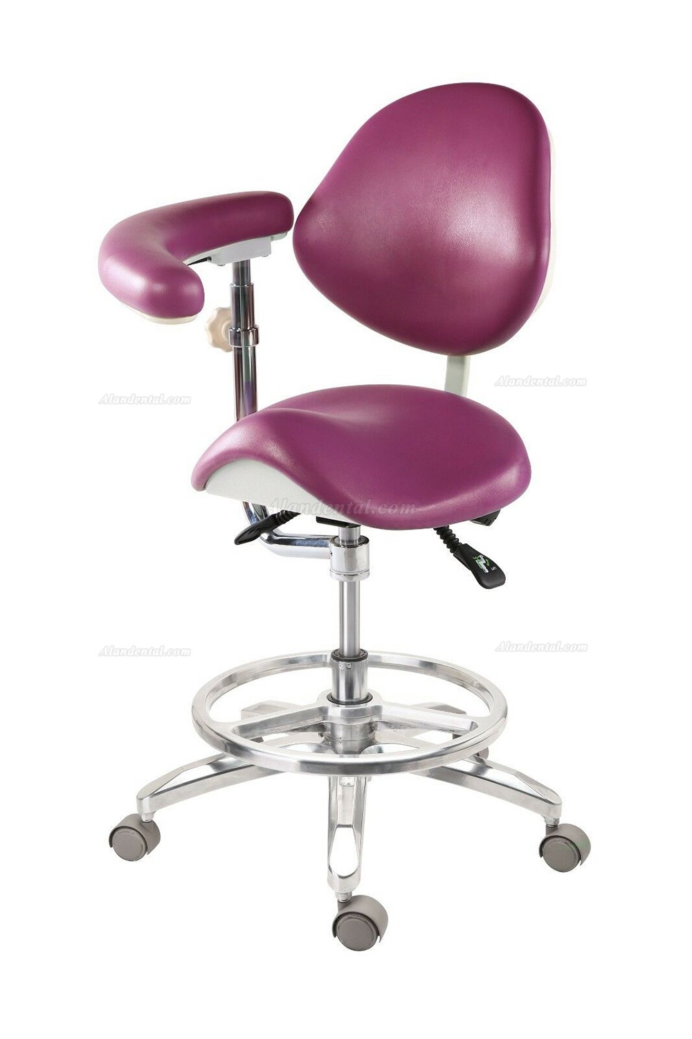 Dental Hygiene Saddle Chair Saddle Stool QY-MA-L With Adjustable Armrest + Foot Ring