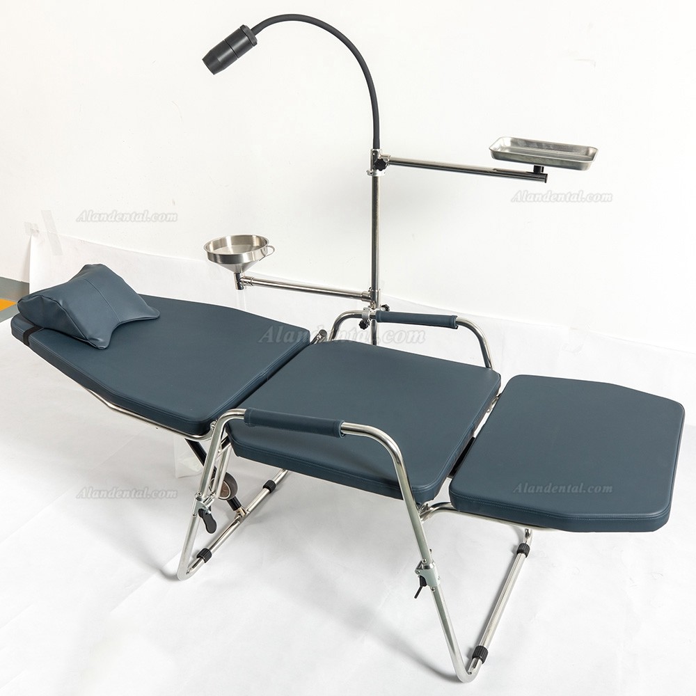 Greeloy GU-P101 Folding Portable Dental Chair Stainless Steel Frame Instrument Tray with Black Backpack