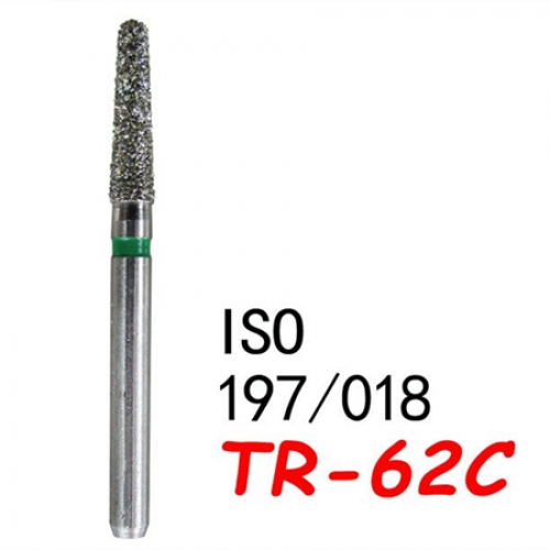 50PCS FG 1.6mm TR-62C Diamond Burs Taper Round End Coarse Type