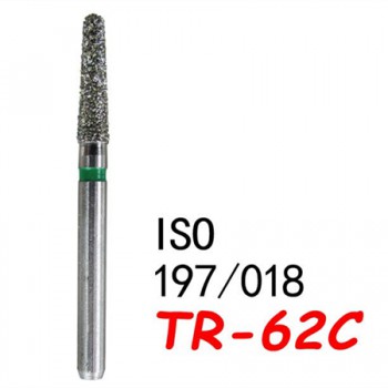 50PCS FG 1.6mm TR-62C Diamond Burs Taper Round End Coarse Type