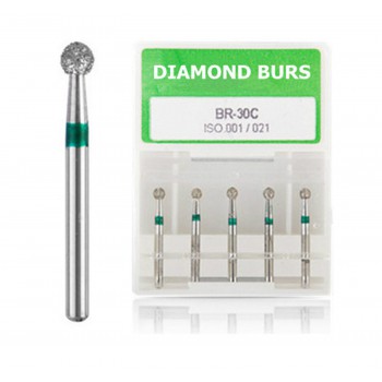 50PCS 1.6mm FG BR-31C Diamond Burs Ball Round End Coarse Type