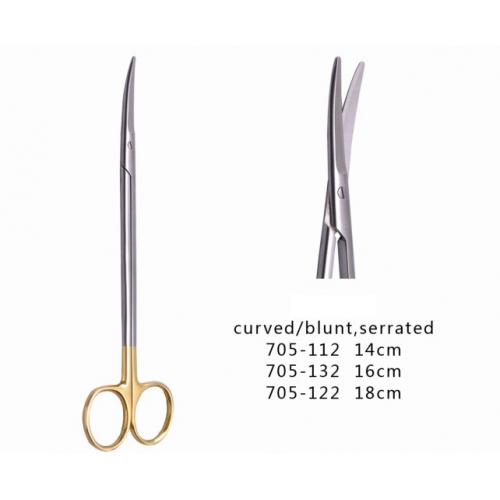 Dental Tissue Scissors Curved Blunt Serrated 14CM 16CM 18CM
