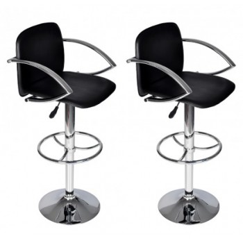 Reception Bar Stools with Backrest 2 Black