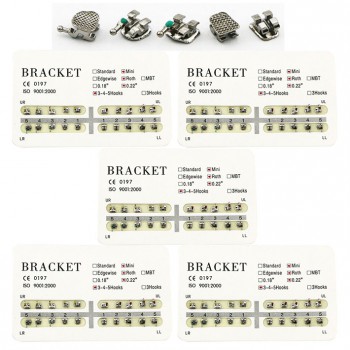 5Packs Dental Orthodontic Metal Bracket Braces Mini Roth 0.022 345 Hooks 100Pcs