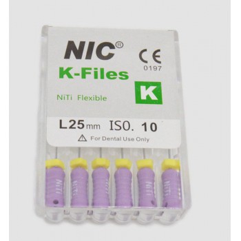 10Boxes NIC Dental Endodontic K-Files Hand Use NiTi alloy 25mm