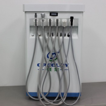 GREELOY Dental Delivery Unit Mobile Cart Self-contained Air Compressor+ Scaler+ LED Curing Light