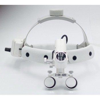 Dental Surgical Medical 2.5X420mm Headband Loupe with LED Headlight DY-106 White