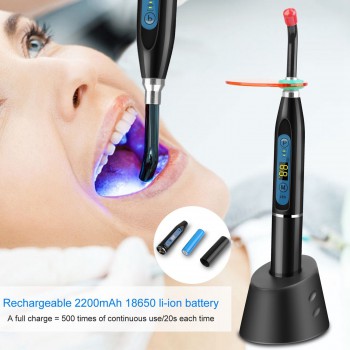 Dental LED Curing&Whitening Light Lamp Wireless 5W 1500mw Blue Light Black