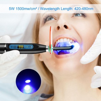 Dental LED Curing&Whitening Light Lamp Wireless 5W 1500mw Blue Light Black