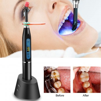 Dental LED Curing&Whitening Light Lamp Wireless 5W 1500mw Blue Light Black