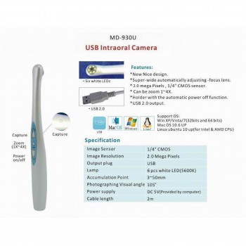 1PCS Dental LED Intraoral Camera 2.0 Mega Pixels USB 2.0 MD930U