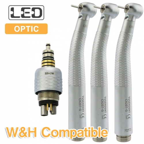 YUSENDENT® CX207-GW-PQ Fiber Optic Handpiece W&H Compatible (With Coupler x1+ Without Coupler x2)