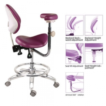 Dental Hygiene Saddle Chair Saddle Stool QY-MA-L With Adjustable Armrest + Foot Ring