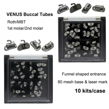 10 Kits VENUS Dental Orthodontic Buccal Tubes Laser Marked Roth MBT 80 Mesh Base