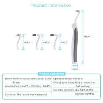 3Pc Sonic LED Teeth Whitening Kit Eraser Polisher Tart Plaque Oral Stain Remover
