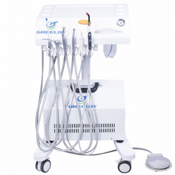 Greeloy Portable Dental Unit Cart GU-P302 with Air Compressor GU-P300+ Curing Light+ Scaler Handpiece