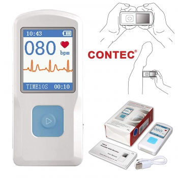 CONTEC Portable ECG/EKG Monitor PC Software Electrocardiogram Bluetooth Heart Rate Beat LCD Monitor PM10