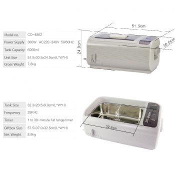 Codyson CD-4862 6L Digital Ultrasound Bath Ultrasonic Cleaning Machine