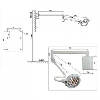 HFMED 280W LED Wall Hanging Surgical Operating Lights Dental Shadowless Lamp