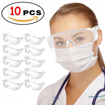 10Pcs Clear Safety Goggles Glasses Anti Fog Lens Work Lab Protective Chemical
