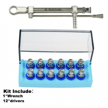 Dental Implant Torque Wrench Ratchet 10-70NCM 12*Drivers & 1*Wrench Kit Holder