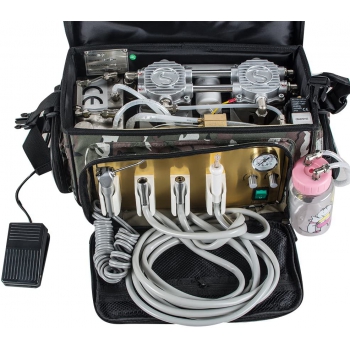 BEST 401 Portable Dental Unit Backpack with Compressor + 3 Way Syringe + Suction...