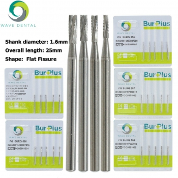 10Pcs FG Surgical Length 556 557 558 559 560 Burs Dental Friction Grip Flat Fissure Carbide Bur