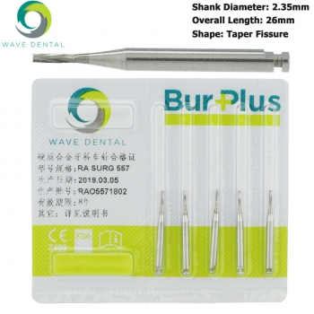 10Pcs RA Surgical Length 557 Burs Dental Latch-type Taper Fissure Carbide Bur