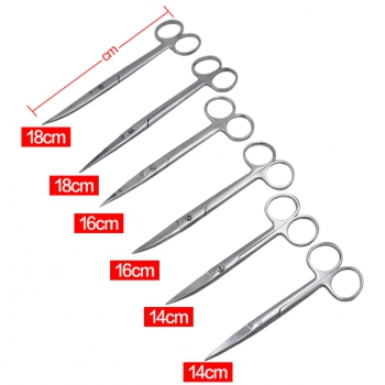 14cm/16cm/18cm Stainless Steel Surgical Scissors Straight Curved Tip Head Scissors Forceps for Dental Clinic