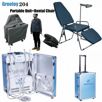 Greeloy GU-P204 Dental Portable Unit + GU-P101 Dental Chair + Storage Bag Kit