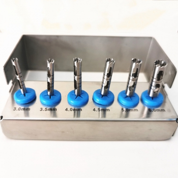 6Pcs/set Dental Implant Burs Gingival Trepans Trephin Bone for Low-speed Handpiece Handle Dia 2.35mm