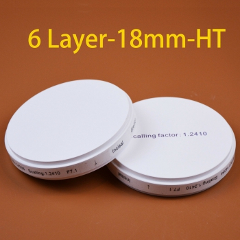 1 Pcs Dental 98*18mm(HT) Multilayer Zirconia Block Disc Six-Layer Color Dental Restoration Material