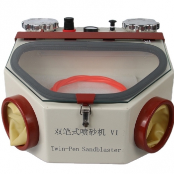 LZ LZ-VI Dental Lab Sandblaster Sandblasting Machine with Twin-pen  2 Tank LED Light