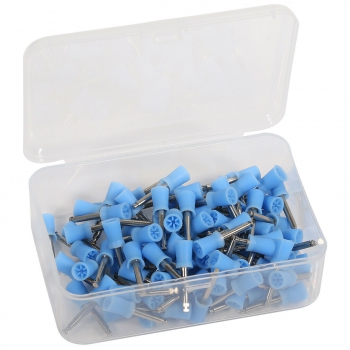 100pcs Dental Firm Prophy Cup Rubber Polish Brush Blue Polishing Head