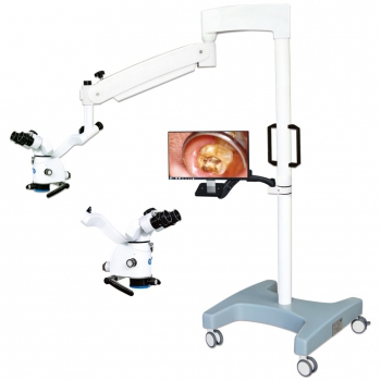 LuckBird® Dental Operation Microscope Floor Type 180°Angle Adjustable Hinged Binocular