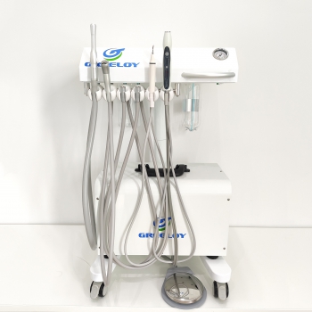 Greeloy Portable Dental Unit Cart GU-P302 with Air Compressor GU-P300+ Curing Light+ Scaler Handpiece