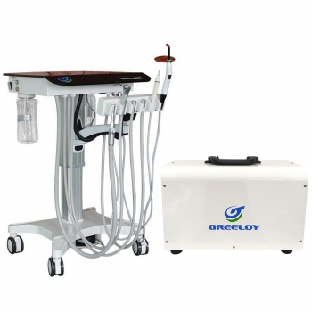 Greeloy GU-P302S Dental Movable Adjusted Treatment Unit Cart+Ultrasonic Scaler + Air Comprssor GU-P300S