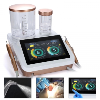 Dental Ultrasonic Scaler + Air Polisher 2 in 1 Periodontal Therapy Device with Titanium Tips & Foot Control