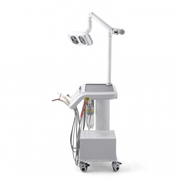 Dental Mobile Cart Delivery Unit Holes with Dental Lamp + Air Compressor + Woodpecker Scaler + Curing Light