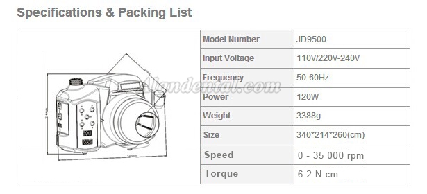 JSDA®JD9500 Health Protector Vacuum & LED Light Micro Motor Polisher 3,5000rpm