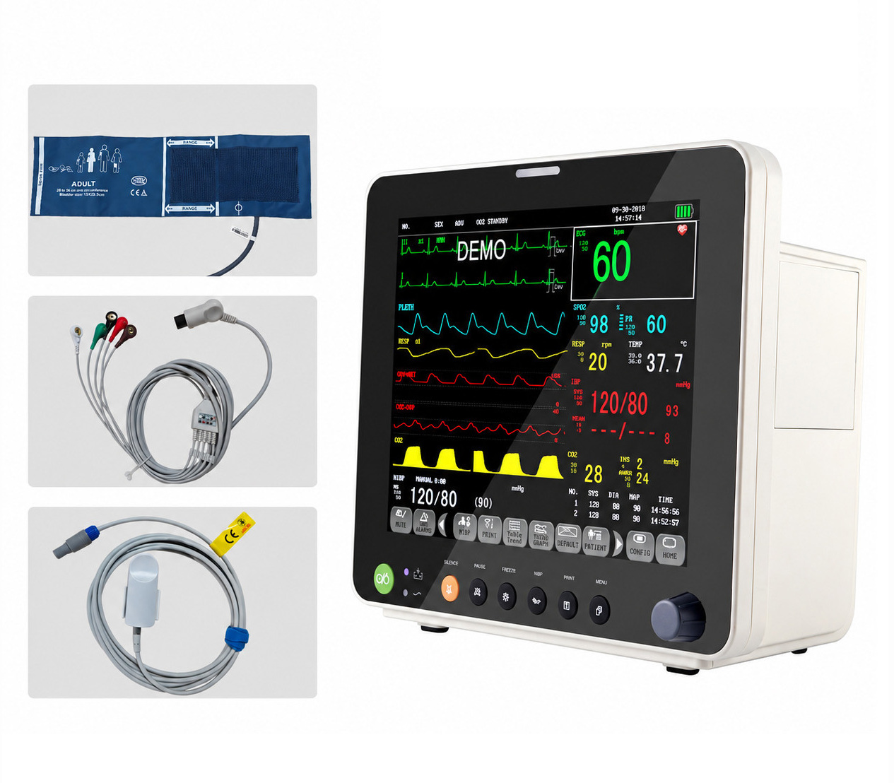 12 Inch Multi-parameter Patient Monitor ECG/RESP/TEMP/NIBP/SPO2/PR
