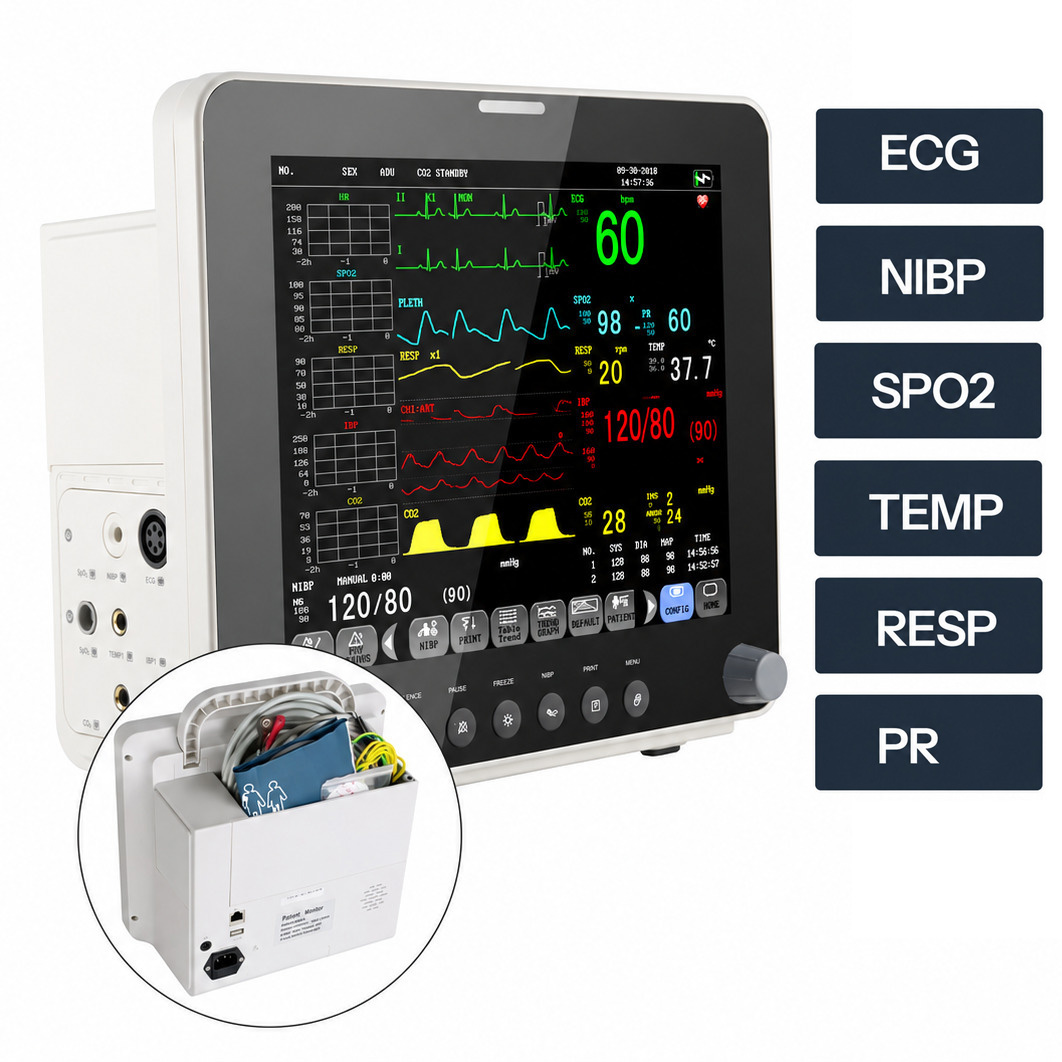 12 Inch Multi-parameter Patient Monitor ECG/RESP/TEMP/NIBP/SPO2/PR