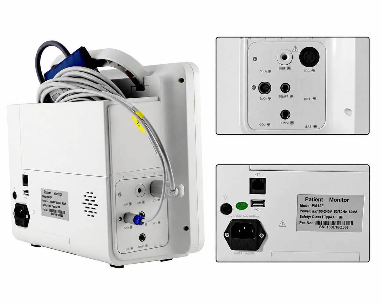 12 Inch Multi-parameter Patient Monitor ECG/RESP/TEMP/NIBP/SPO2/PR