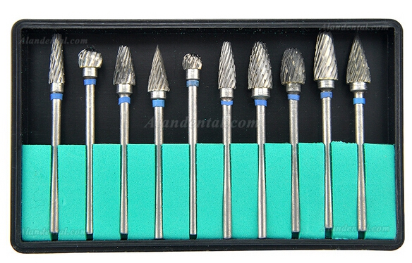 10-Piece Tungsten Carbide Dental Cutter Kit - 2.35mm Straight Fissure Burs For Lab & Dentistry, Fits Straight & 35K RPM Handpieces