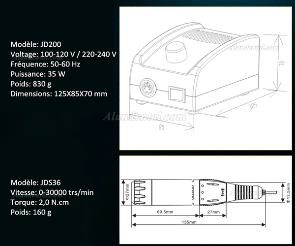 JSDA® JD200 Professional Nail Tooth Polishing Micro Motor 30,000rpm