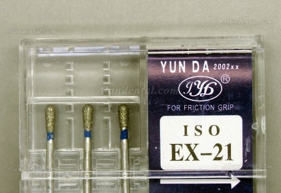 100 Pcs 1.6mm Diamond Bur Bits Drill FG EX-21