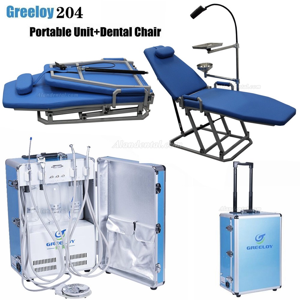 Greeloy GU-P204 Dental Portable Unit + GU-109(A) Dental Chair + Storage Bag Kit