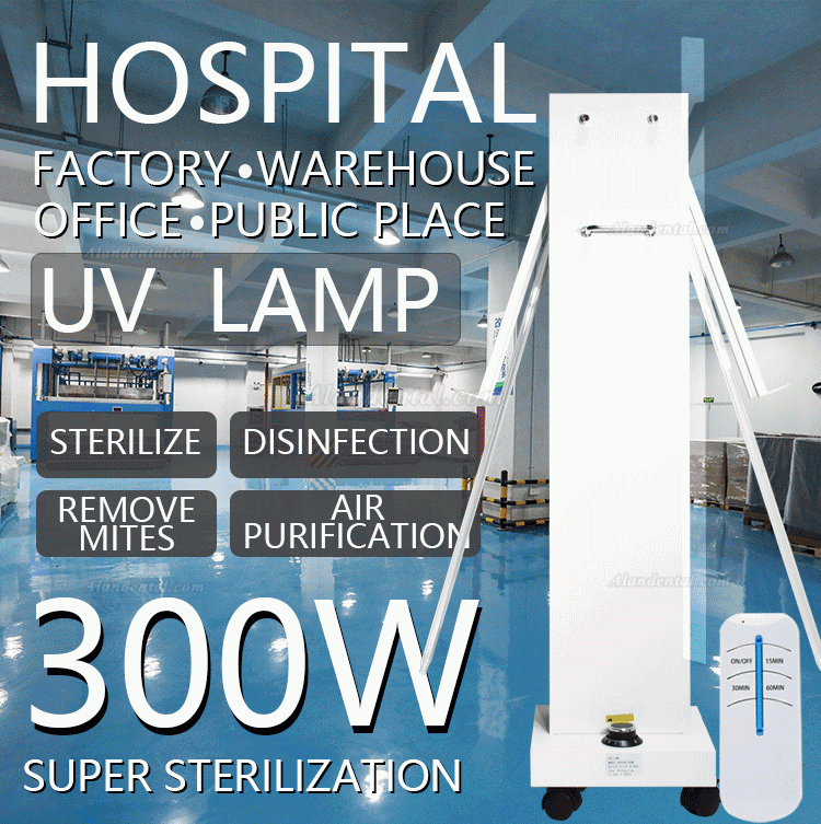 300W UVC +Ozone Disinfection Lampe Ultraviolet Light Sterilizer Trolley with Radar Sensors