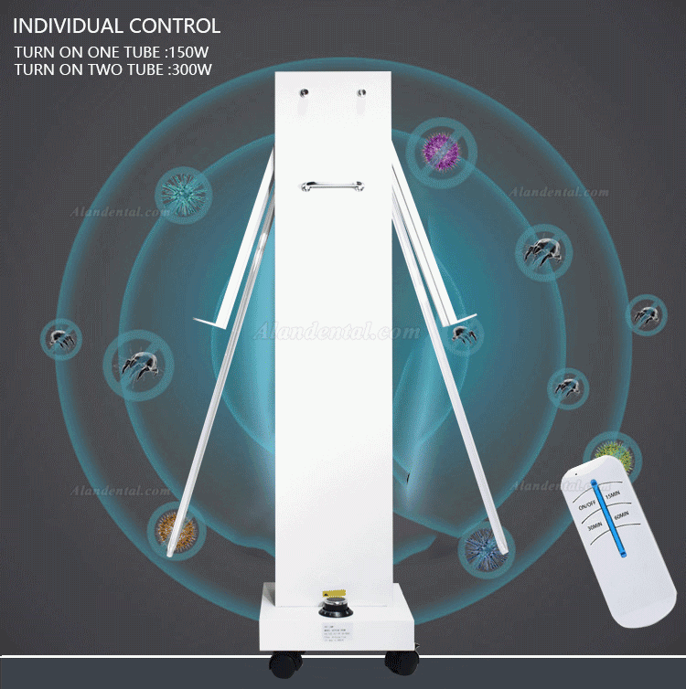 300W UVC +Ozone Disinfection Lampe Ultraviolet Light Sterilizer Trolley with Radar Sensors